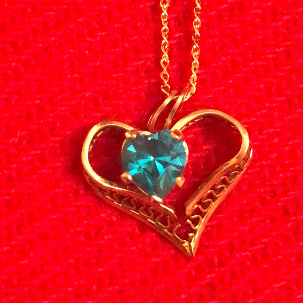 Birthstone DECEMBER heart necklace 18” chain